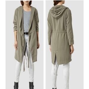 ALLSAINTS PELYA PARKA DARK GREEN HOODED MULTI-WAY WEAR UK-14 US-10 JACKET